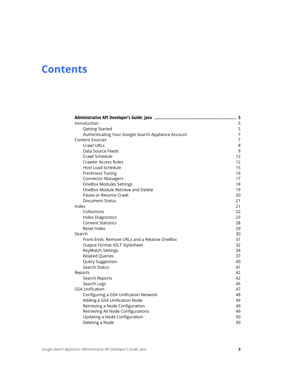 Google Search Appliance Administrative API Developers Guide: Java User Manual | Page 3 / 56