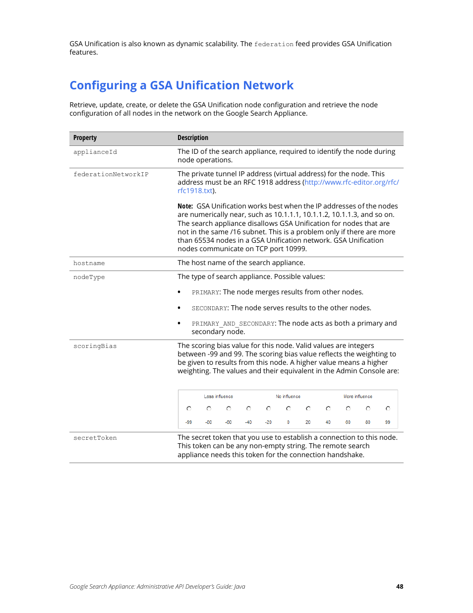 Configuring a gsa unification network | Google Search Appliance Administrative API Developers Guide: Java User Manual | Page 48 / 56