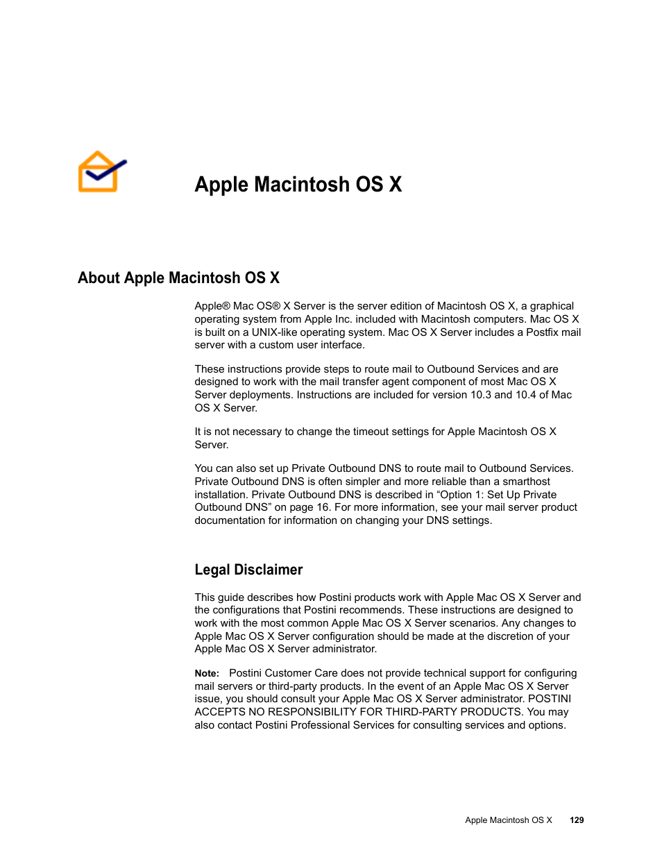 Apple macintosh os x, About apple macintosh os x, Legal disclaimer | Chapter 14: apple macintosh os x | Google Outbound Services Configuration Guide User Manual | Page 120 / 128