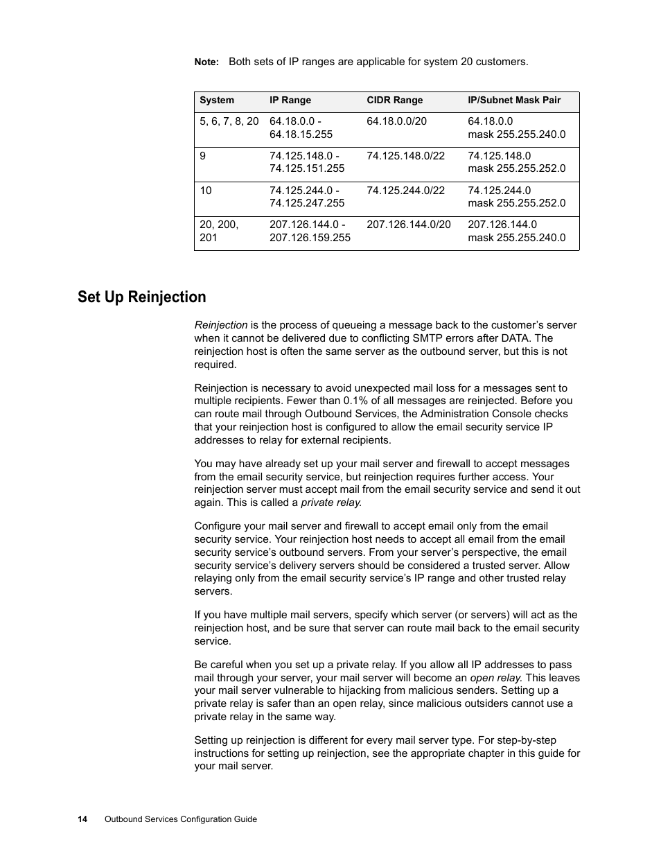 Set up reinjection | Google Outbound Services Configuration Guide User Manual | Page 13 / 128