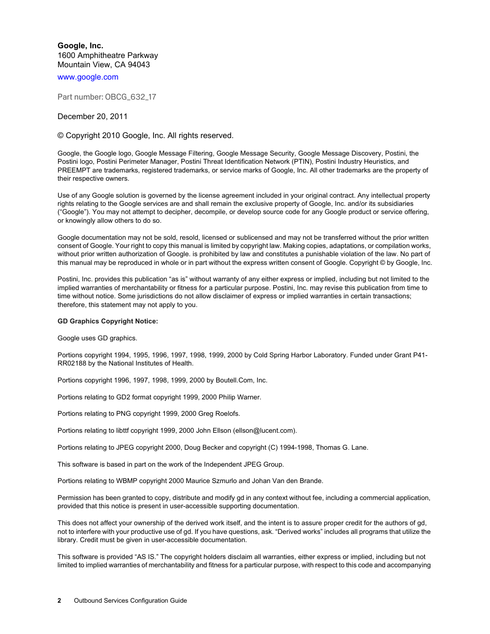 Google Outbound Services Configuration Guide User Manual | Page 2 / 128