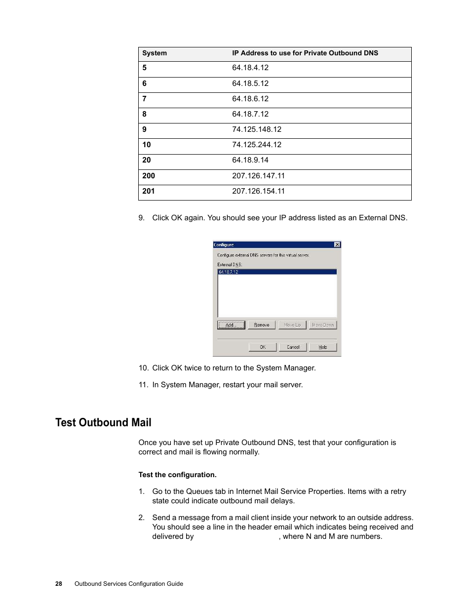 Test outbound mail | Google Outbound Services Configuration Guide User Manual | Page 26 / 128