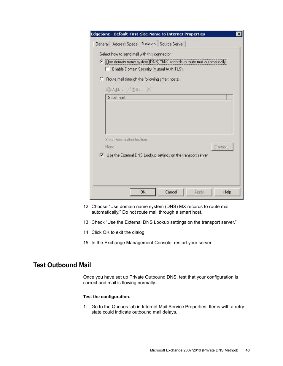 Test outbound mail | Google Outbound Services Configuration Guide User Manual | Page 41 / 128