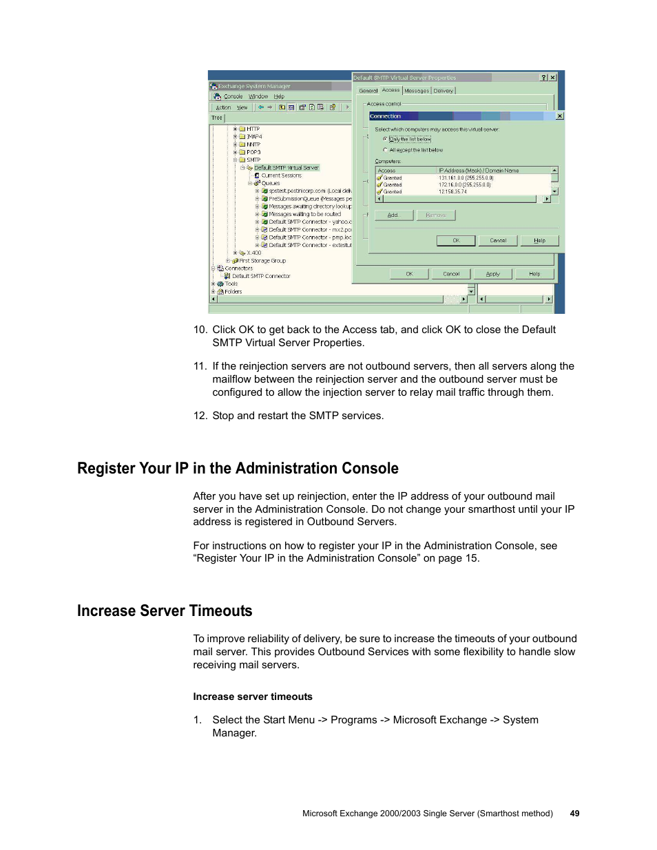 Register your ip in the administration console, Increase server timeouts | Google Outbound Services Configuration Guide User Manual | Page 46 / 128