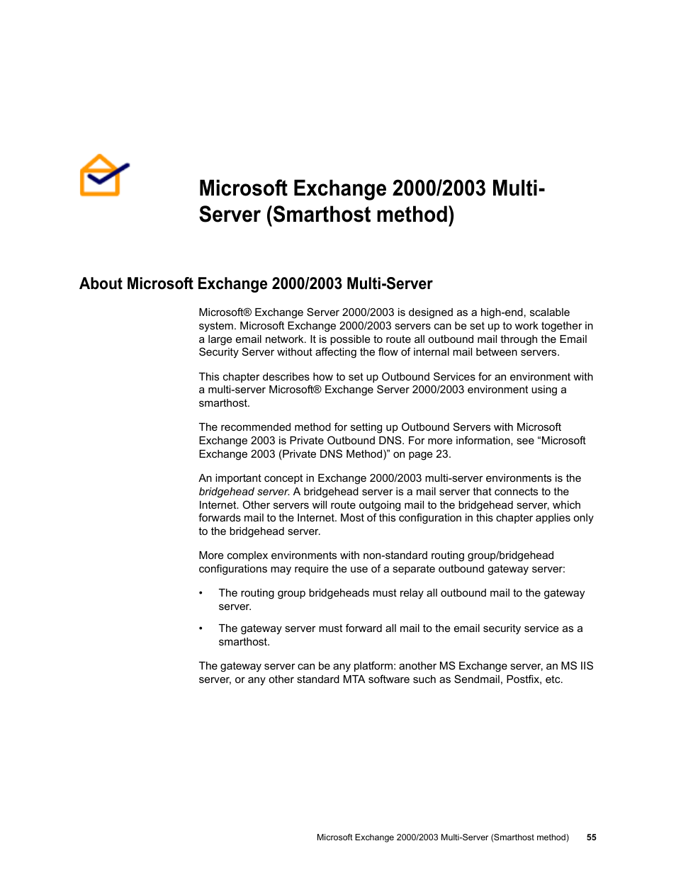 About microsoft exchange 2000/2003 multi-server | Google Outbound Services Configuration Guide User Manual | Page 51 / 128