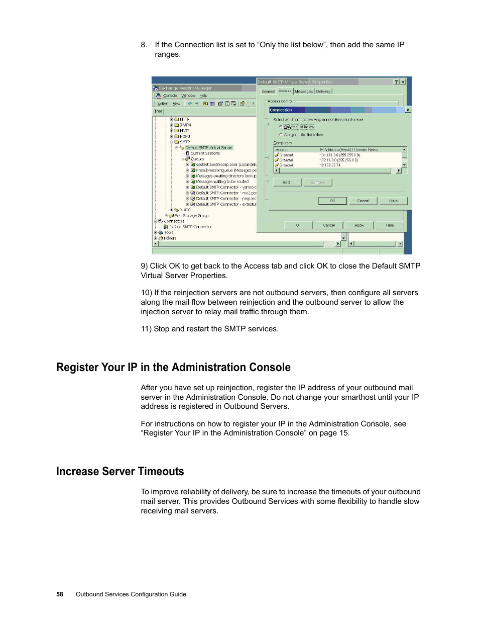 Register your ip in the administration console, Increase server timeouts | Google Outbound Services Configuration Guide User Manual | Page 54 / 128