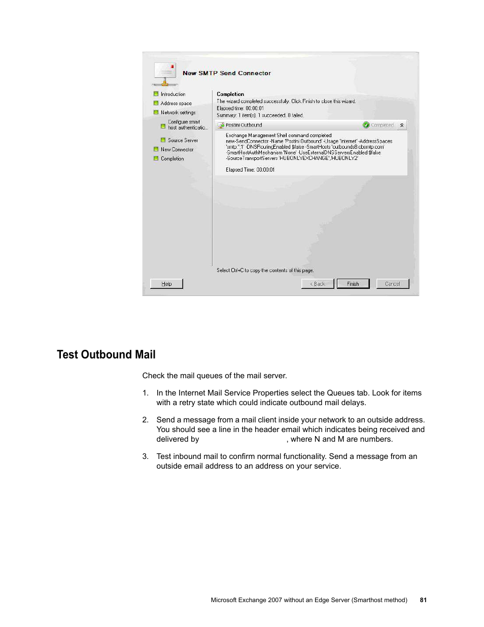 Test outbound mail | Google Outbound Services Configuration Guide User Manual | Page 76 / 128