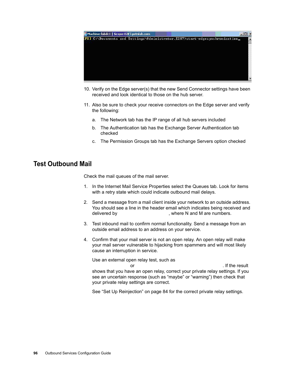 Test outbound mail | Google Outbound Services Configuration Guide User Manual | Page 91 / 128