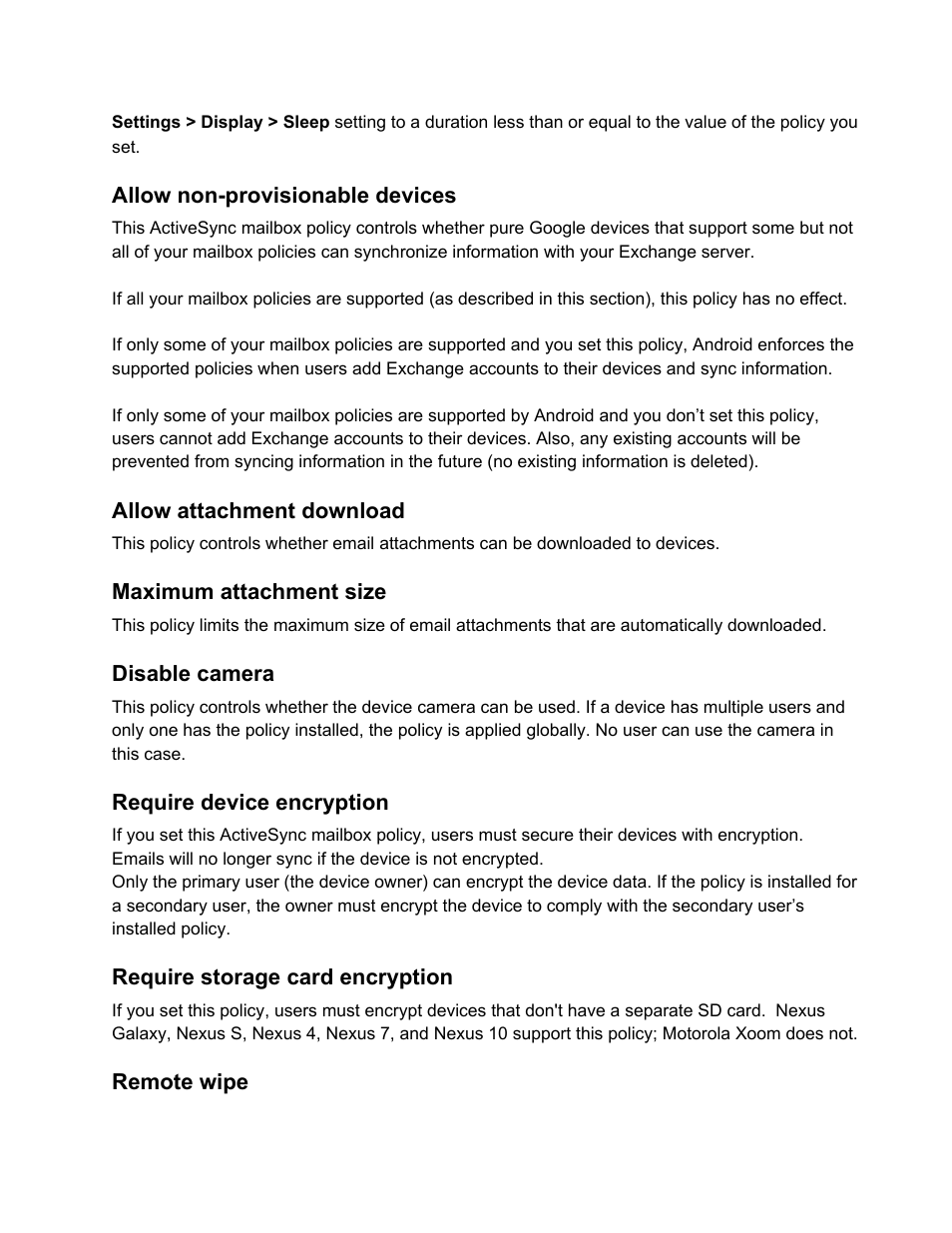Google Android support for Microsoft Exchange in pure Google devices User Manual | Page 4 / 5