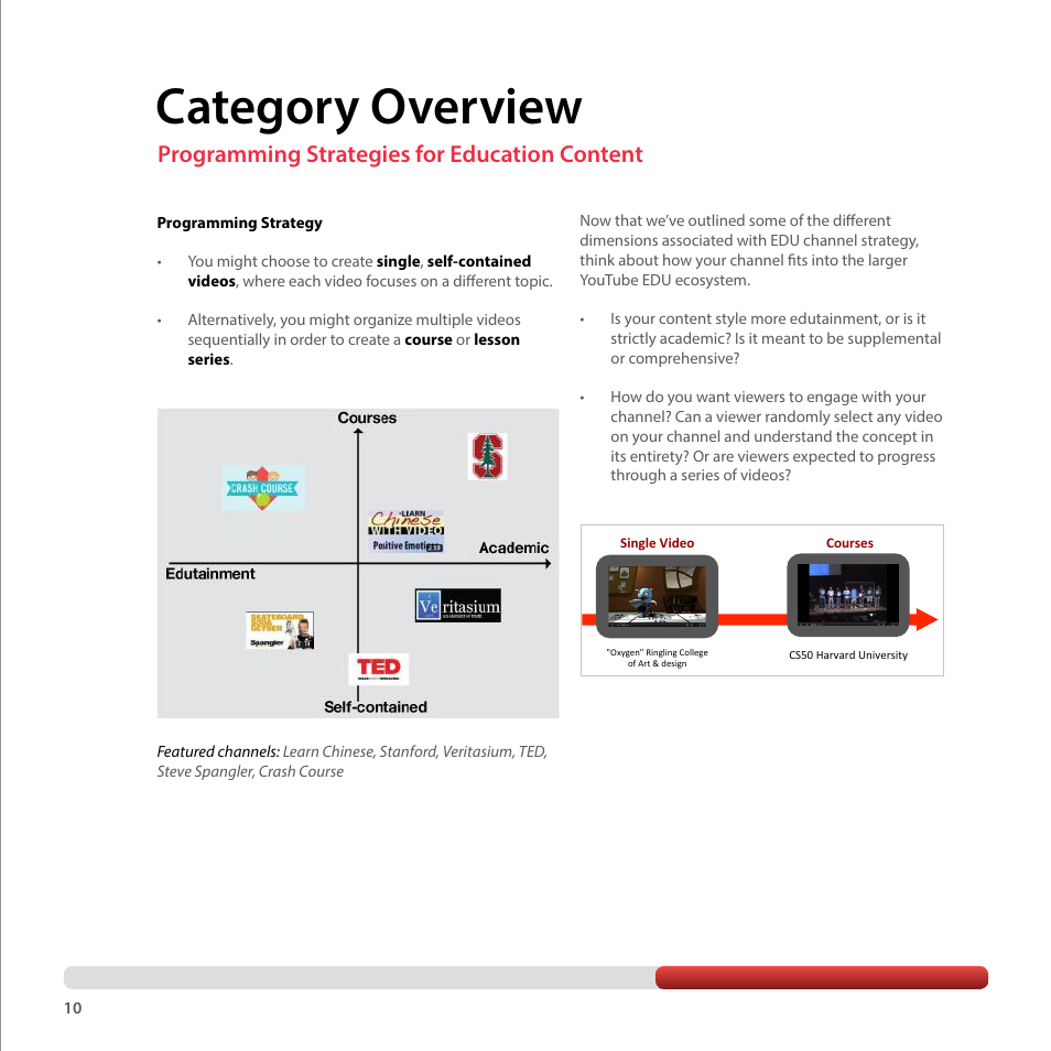 Category overview, Programming strategies for education content | Google YouTube Creator Playbook Guide Education User Manual | Page 10 / 47