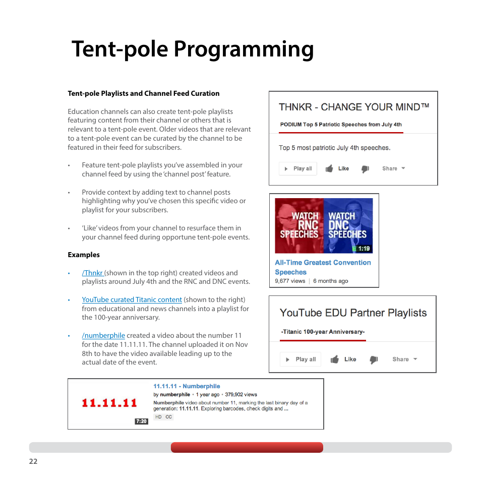 Tent-pole programming | Google YouTube Creator Playbook Guide Education User Manual | Page 22 / 47