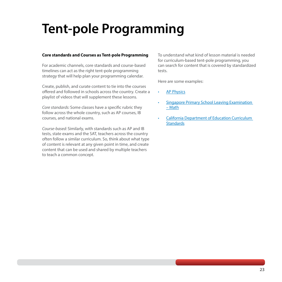 Tent-pole programming | Google YouTube Creator Playbook Guide Education User Manual | Page 23 / 47