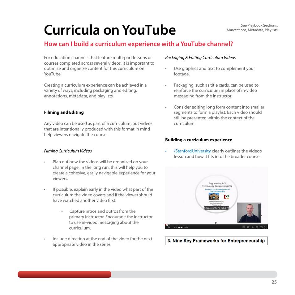 Curricula on youtube | Google YouTube Creator Playbook Guide Education User Manual | Page 25 / 47