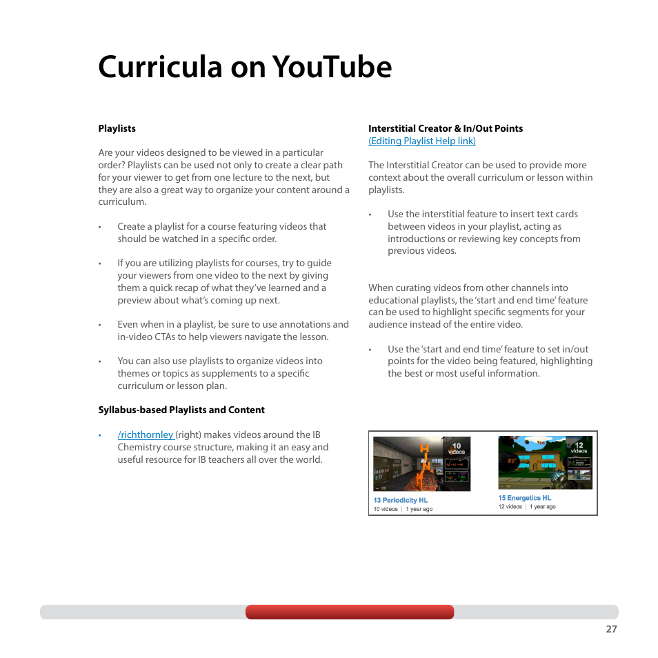 Curricula on youtube | Google YouTube Creator Playbook Guide Education User Manual | Page 27 / 47