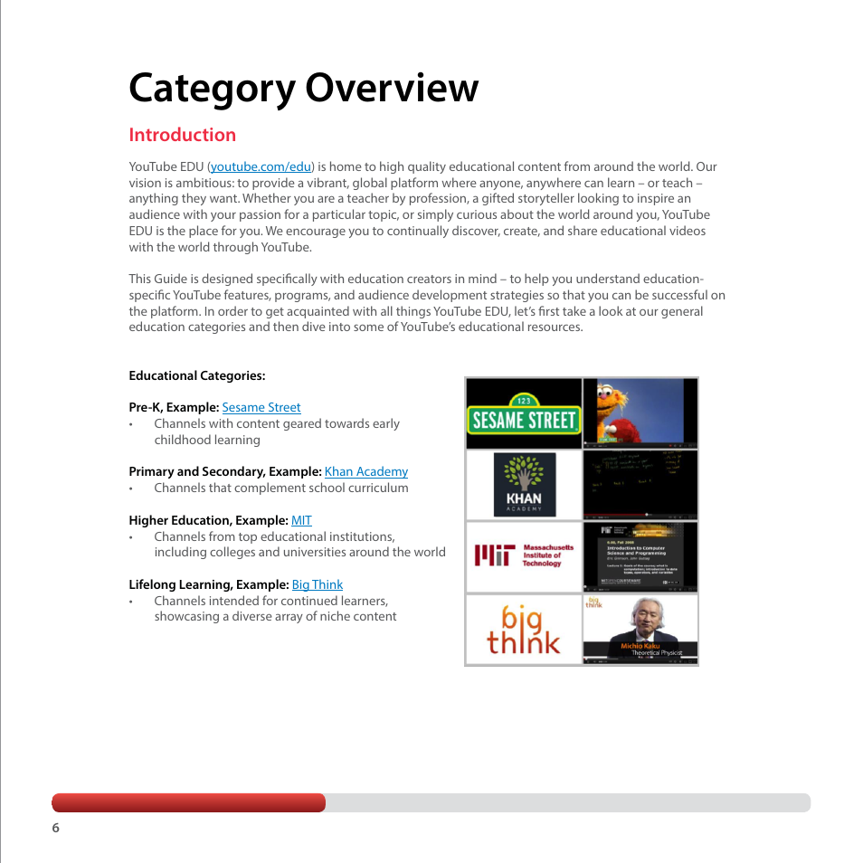 Category overview, Introduction | Google YouTube Creator Playbook Guide Education User Manual | Page 6 / 47