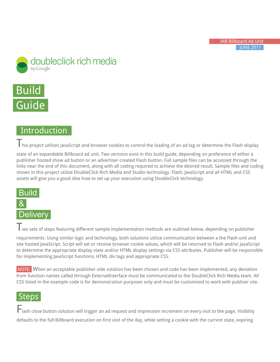 Google DoubleClick Build.Guide User Manual | 5 pages