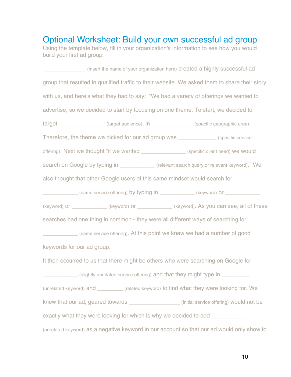 Google Grants Account Creation Guide User Manual | Page 10 / 36