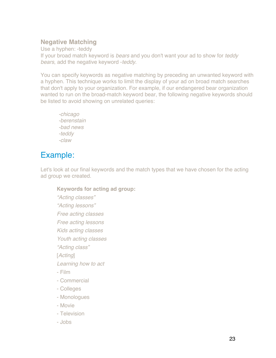 Example | Google Grants Account Creation Guide User Manual | Page 23 / 36