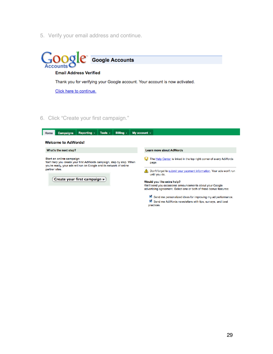Google Grants Account Creation Guide User Manual | Page 29 / 36