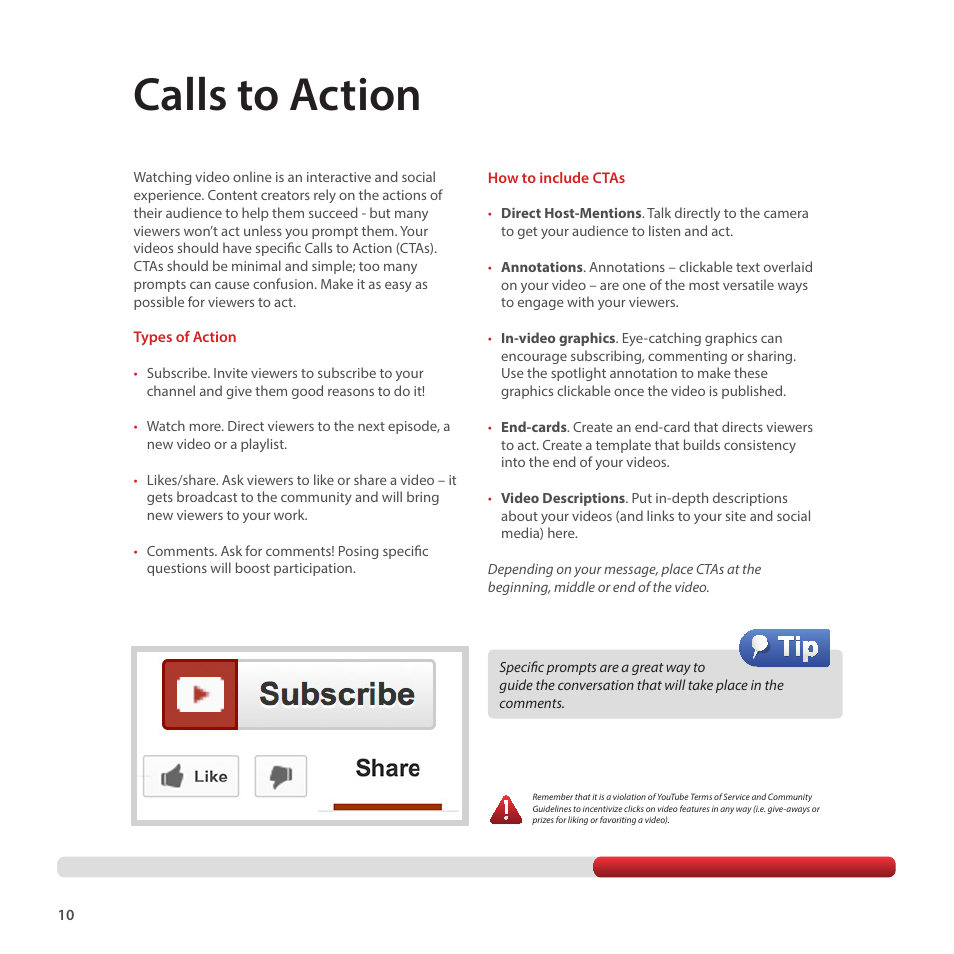 Calls to action | Google Creator Playbook Version 4 User Manual | Page 12 / 92