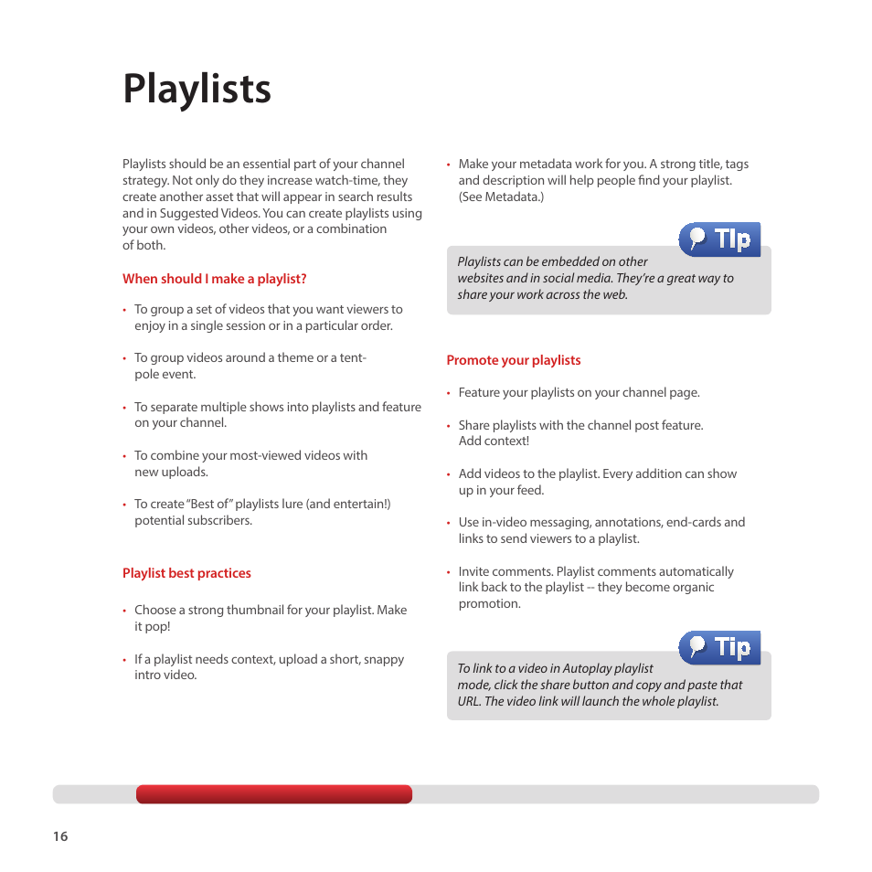 Playlists | Google Creator Playbook Version 4 User Manual | Page 18 / 92