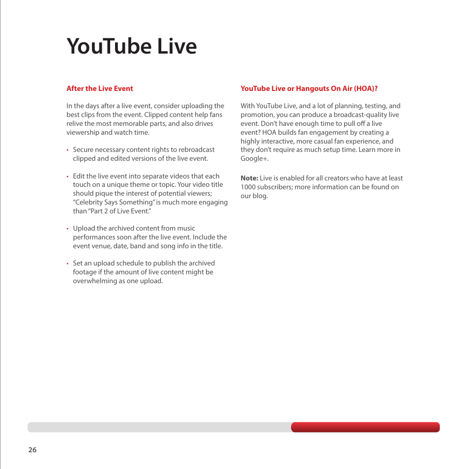 Youtube live | Google Creator Playbook Version 4 User Manual | Page 28 / 92