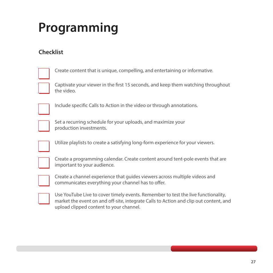 Programming | Google Creator Playbook Version 4 User Manual | Page 29 / 92