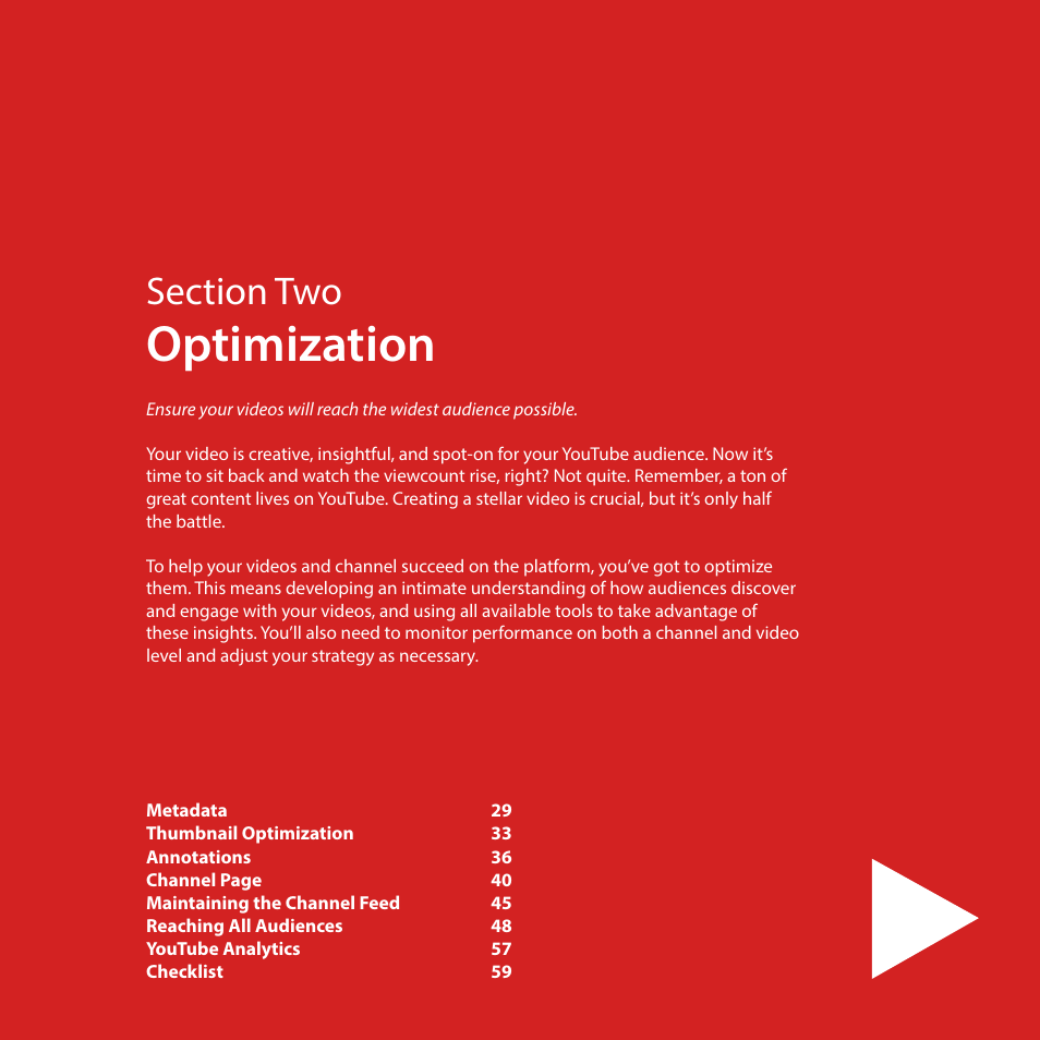Optimization | Google Creator Playbook Version 4 User Manual | Page 30 / 92