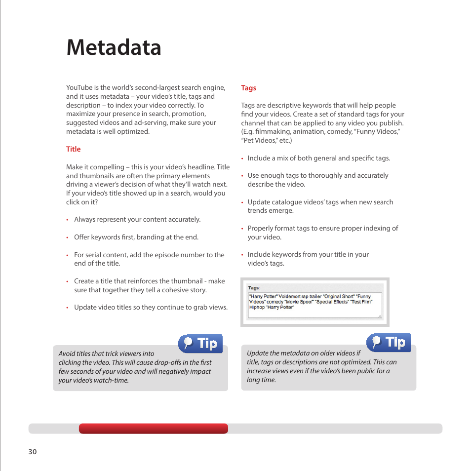 Metadata | Google Creator Playbook Version 4 User Manual | Page 32 / 92