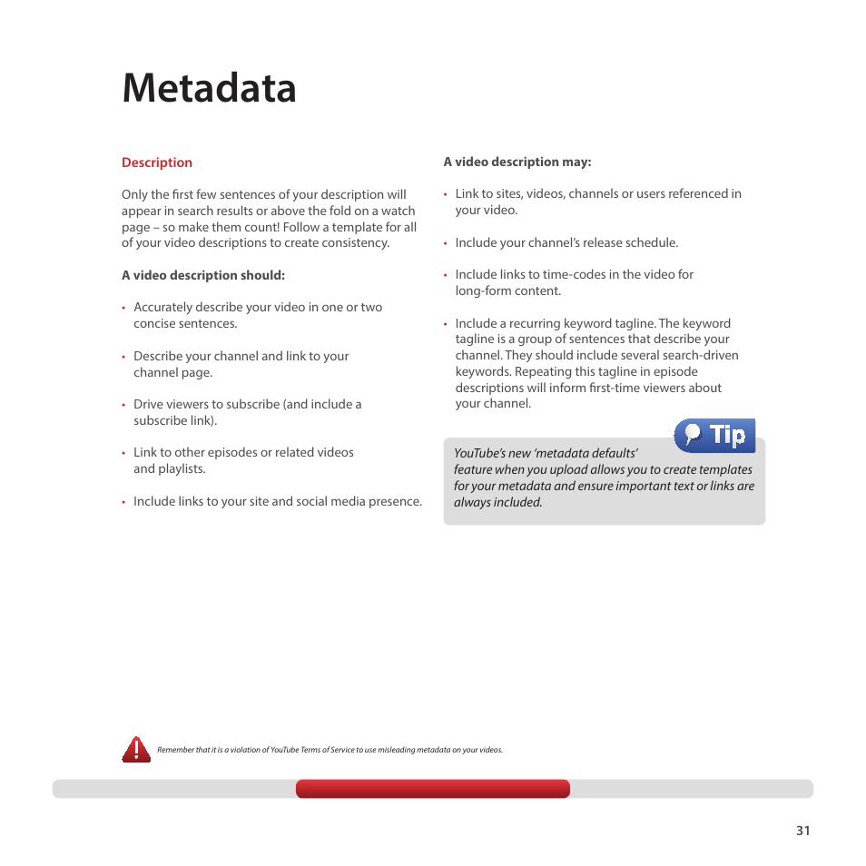 Metadata | Google Creator Playbook Version 4 User Manual | Page 33 / 92