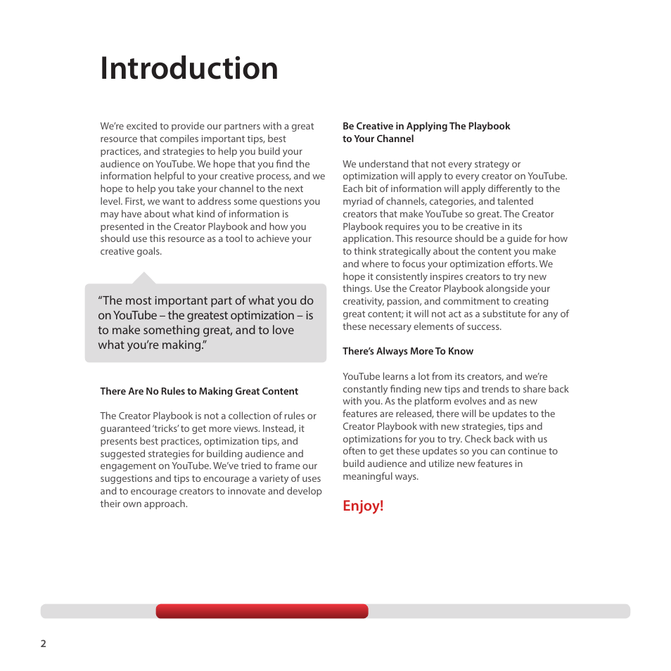 Introduction, Enjoy | Google Creator Playbook Version 4 User Manual | Page 4 / 92