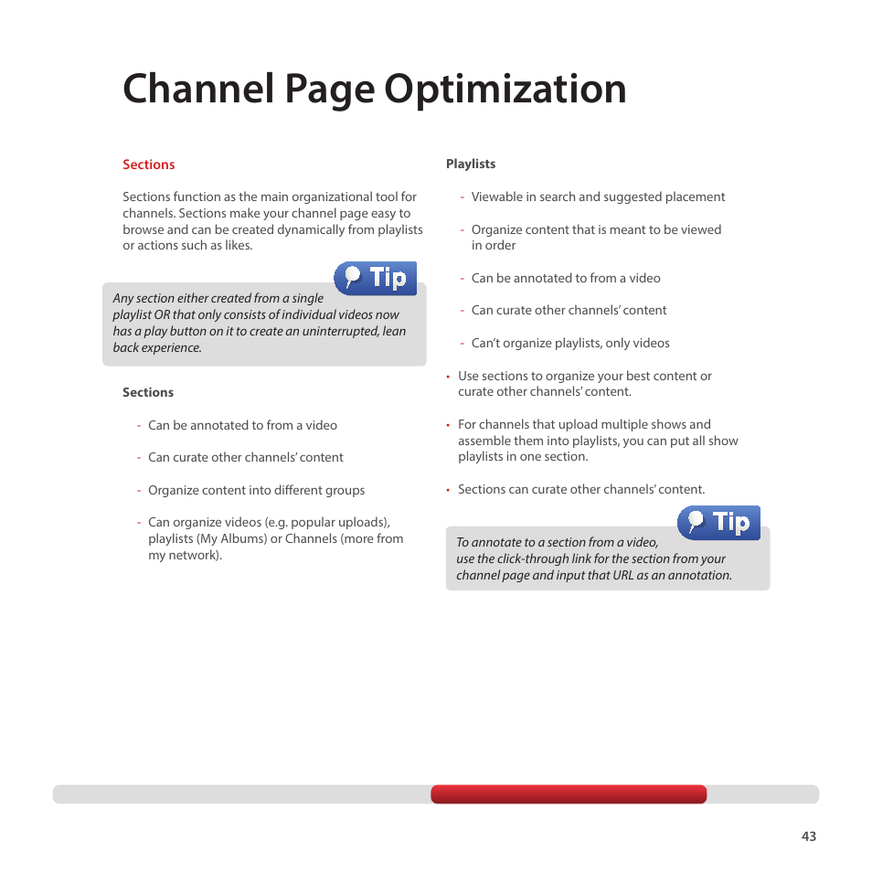 Channel page optimization | Google Creator Playbook Version 4 User Manual | Page 45 / 92