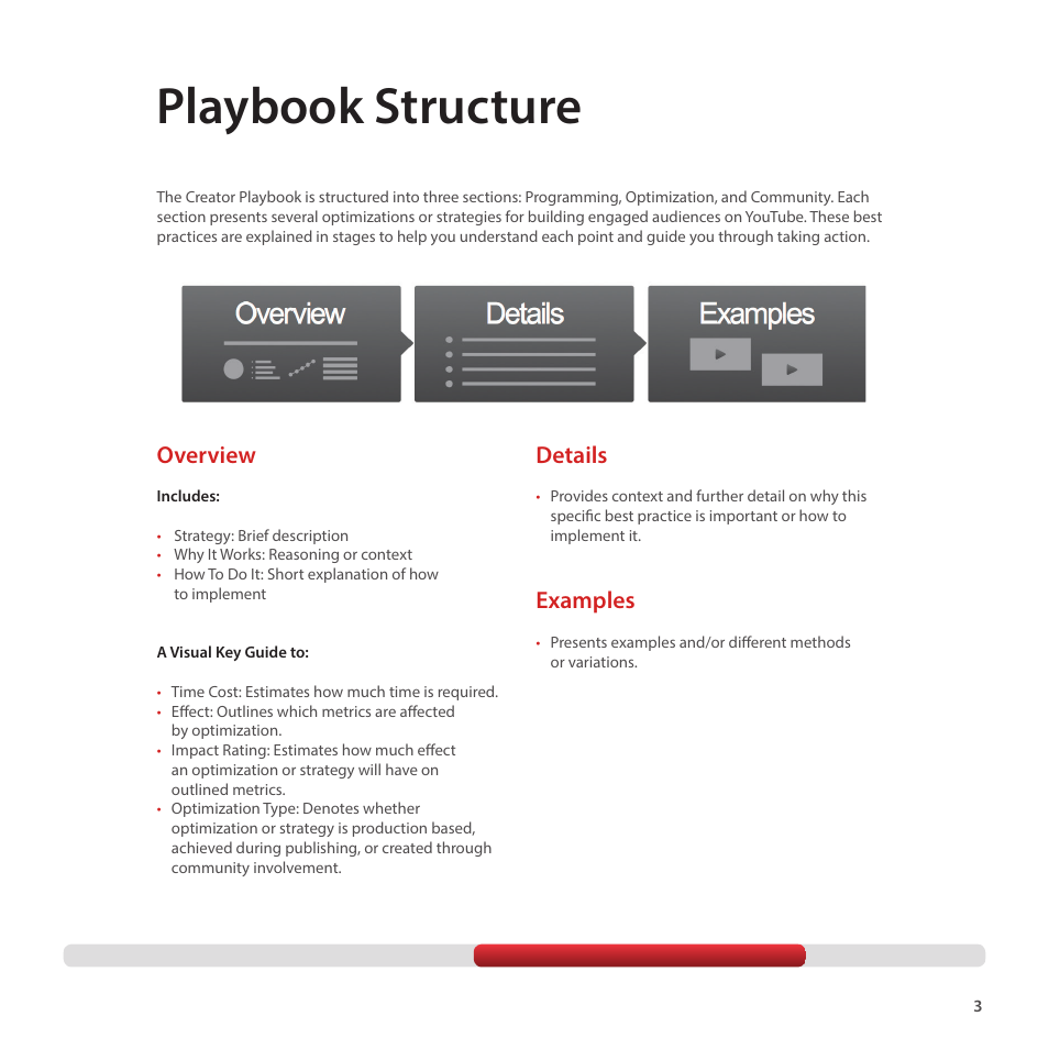 Playbook structure, Overview, Details | Examples | Google Creator Playbook Version 4 User Manual | Page 5 / 92