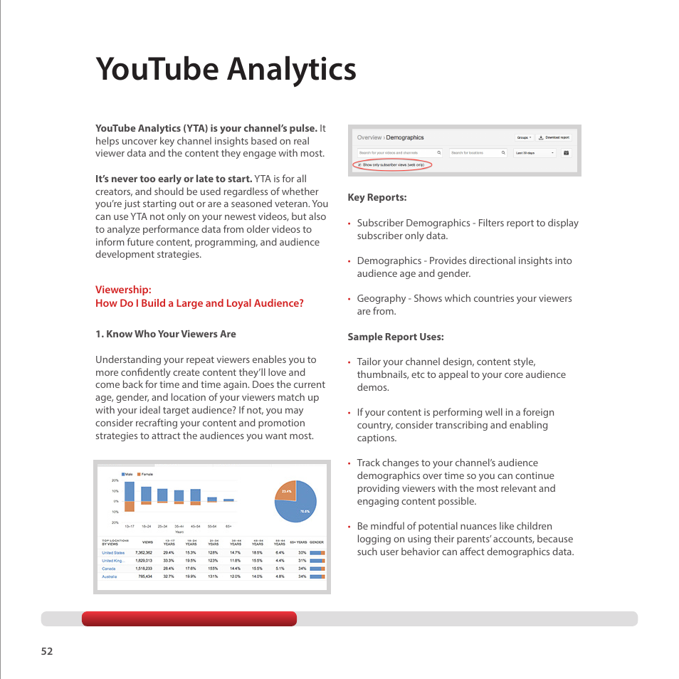 Youtube analytics | Google Creator Playbook Version 4 User Manual | Page 54 / 92