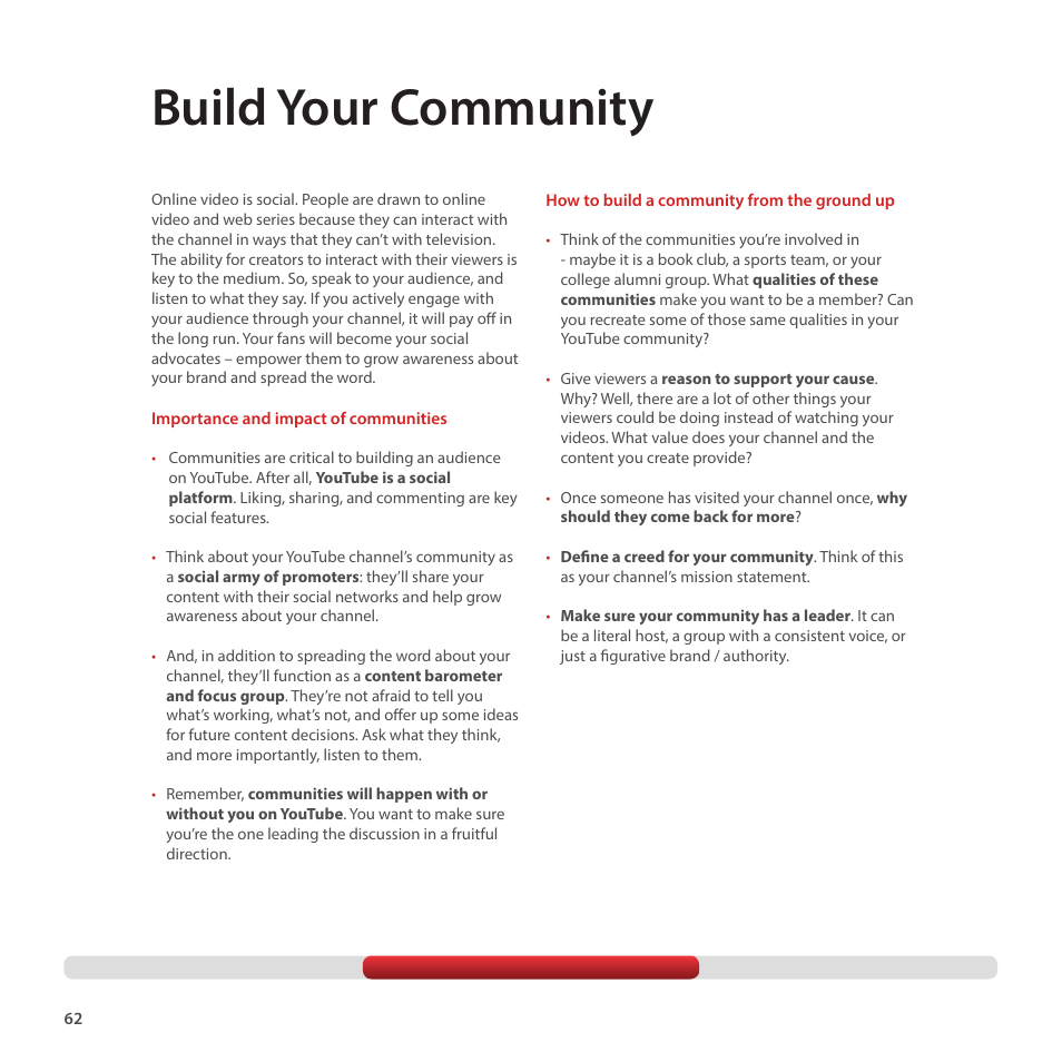 Build your community | Google Creator Playbook Version 4 User Manual | Page 64 / 92