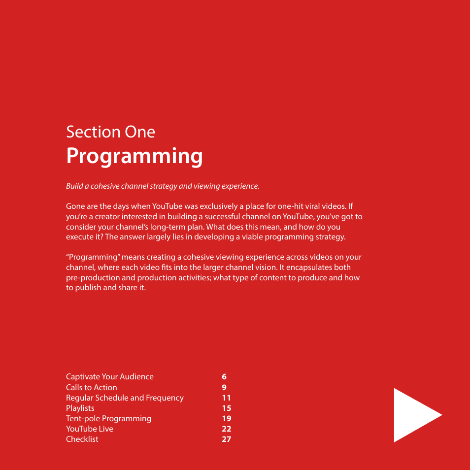 Programming | Google Creator Playbook Version 4 User Manual | Page 7 / 92