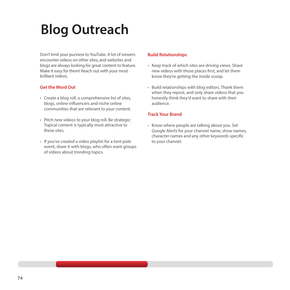 Blog outreach | Google Creator Playbook Version 4 User Manual | Page 76 / 92