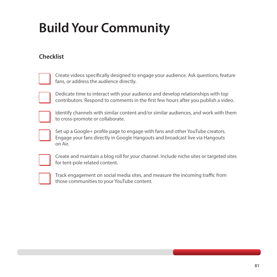 Build your community | Google Creator Playbook Version 4 User Manual | Page 83 / 92