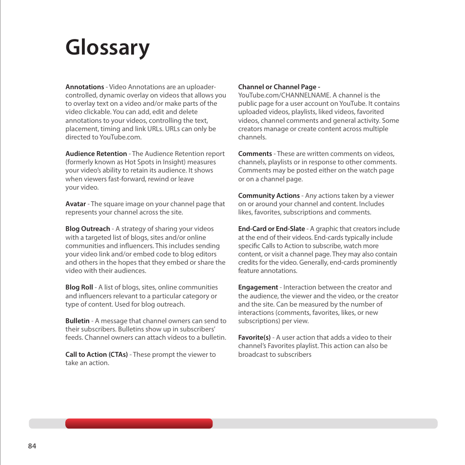 Glossary | Google Creator Playbook Version 4 User Manual | Page 86 / 92