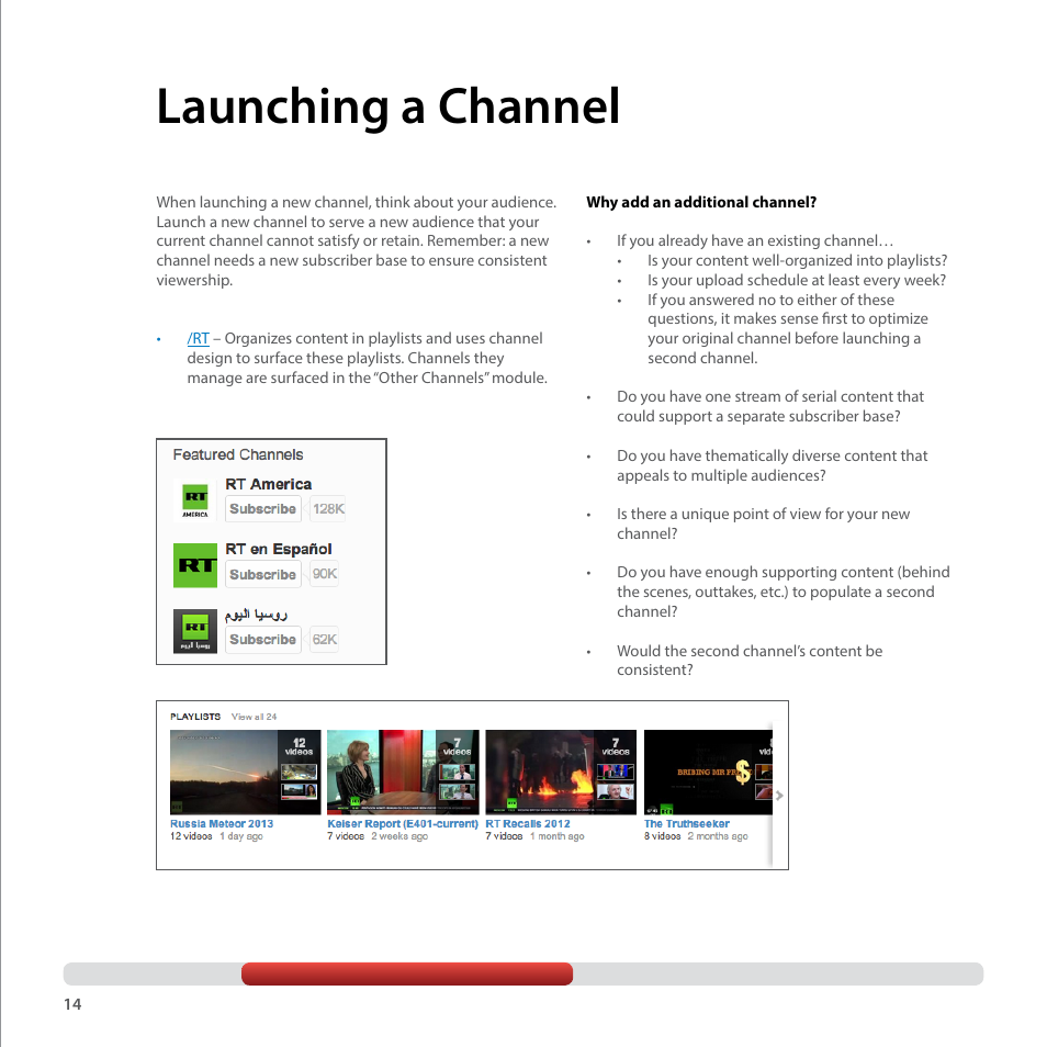 Launching a channel | Google YouTube Creator Playbook Guide Media Companies User Manual | Page 14 / 35