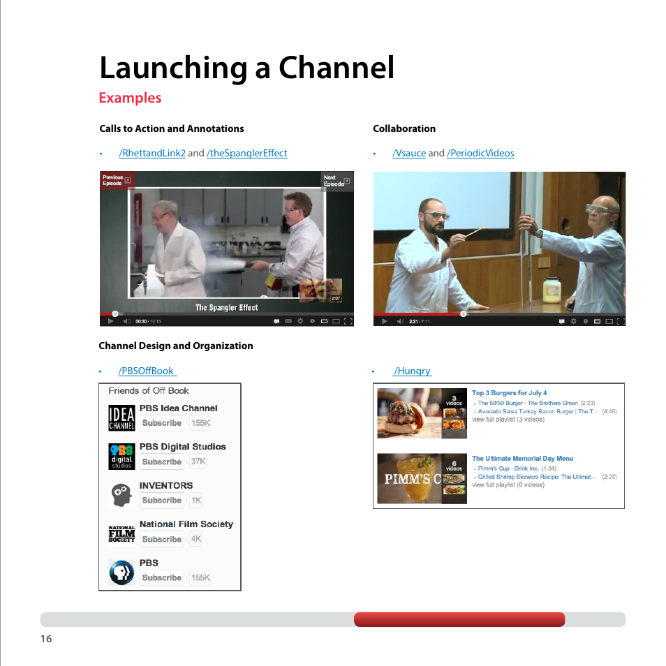 Launching a channel, Examples | Google YouTube Creator Playbook Guide Media Companies User Manual | Page 16 / 35