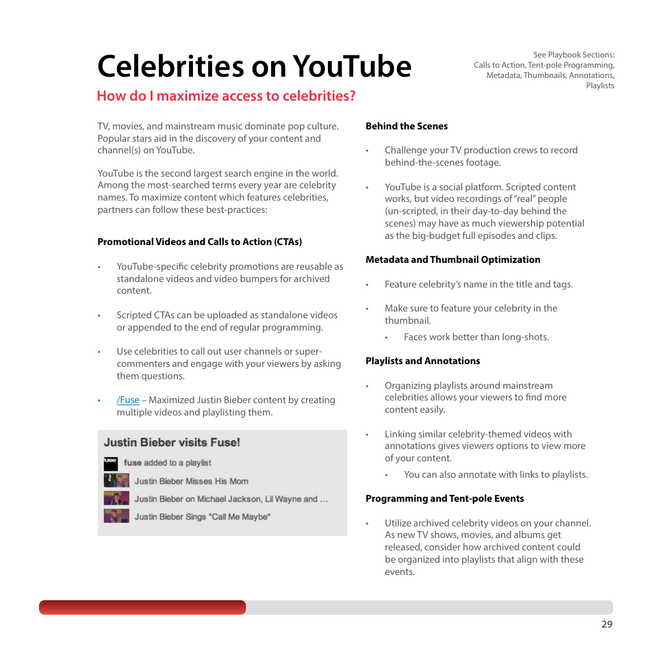 Celebrities on youtube, How do i maximize access to celebrities | Google YouTube Creator Playbook Guide Media Companies User Manual | Page 29 / 35