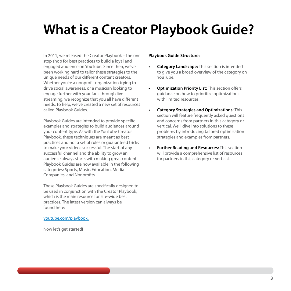 What is a creator playbook guide | Google YouTube Creator Playbook Guide Media Companies User Manual | Page 3 / 35