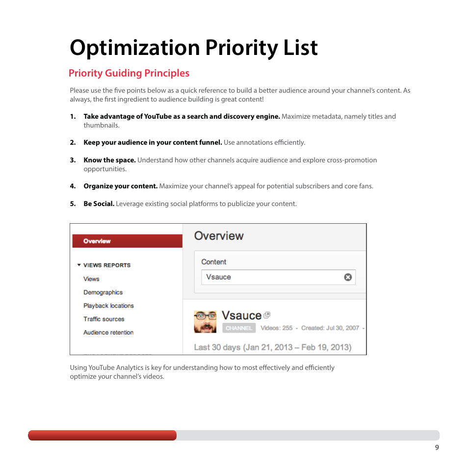 Optimization priority list, Priority guiding principles | Google YouTube Creator Playbook Guide Media Companies User Manual | Page 9 / 35