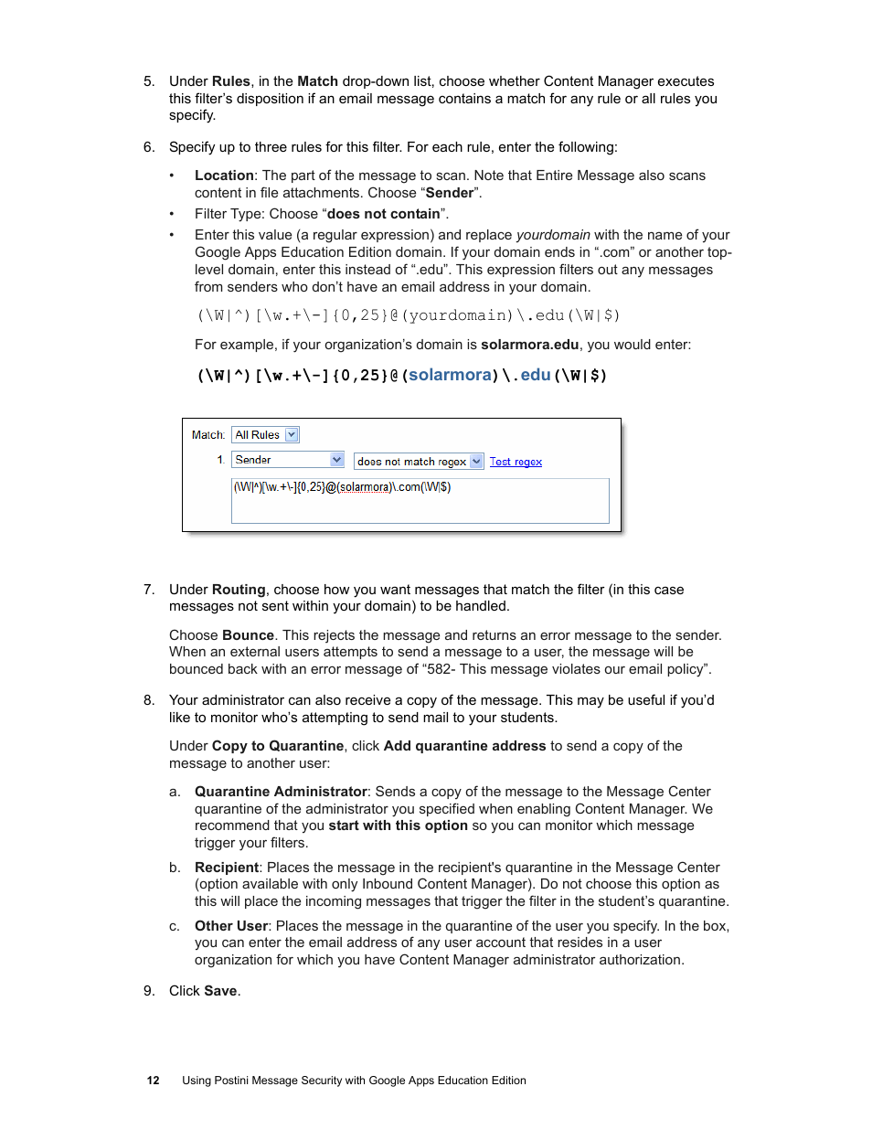 Google Postini Message Security Using Postini with Google Apps Education Edition User Manual | Page 12 / 22