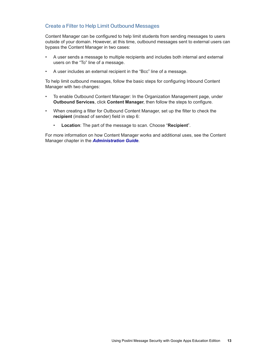 Google Postini Message Security Using Postini with Google Apps Education Edition User Manual | Page 13 / 22