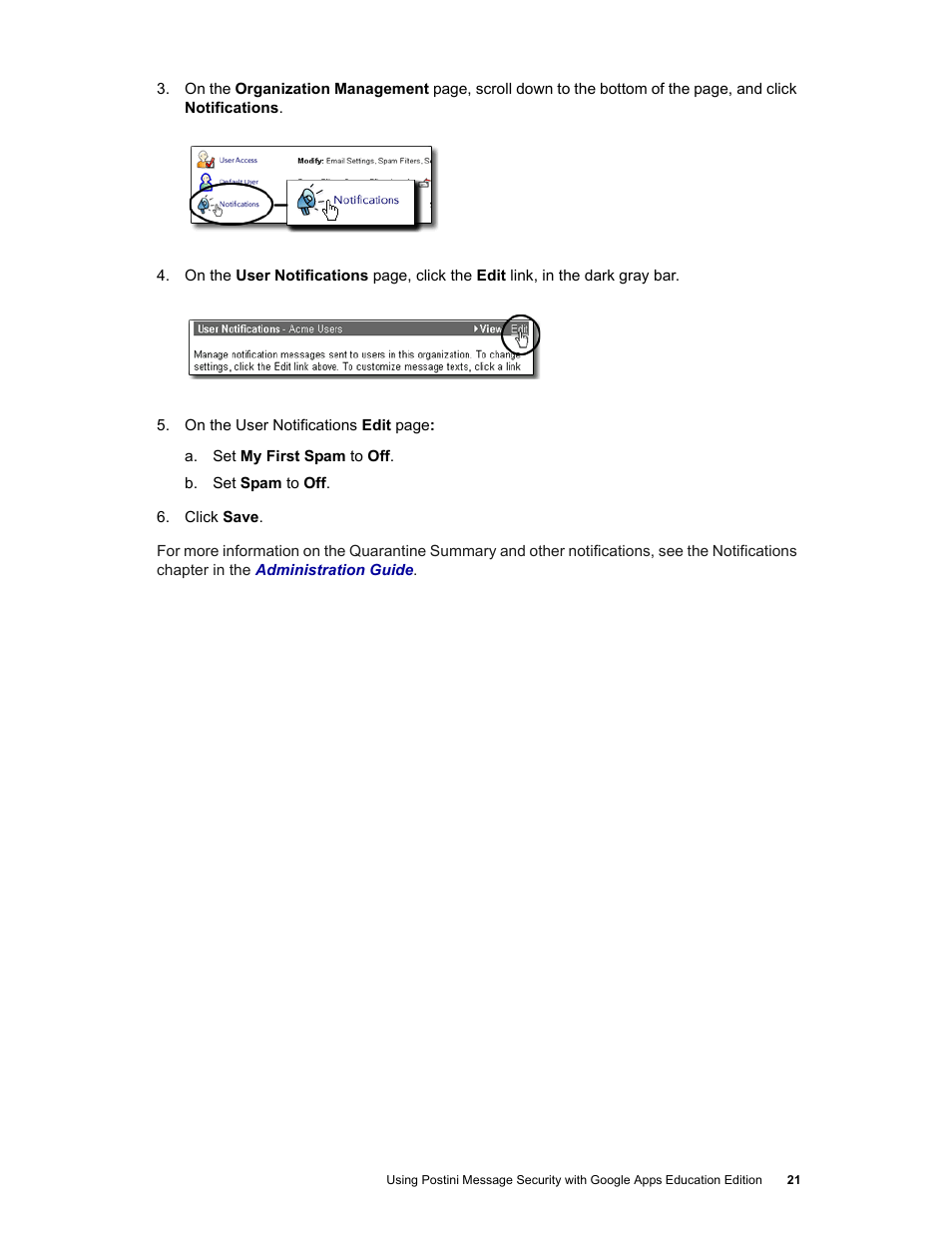 Google Postini Message Security Using Postini with Google Apps Education Edition User Manual | Page 21 / 22