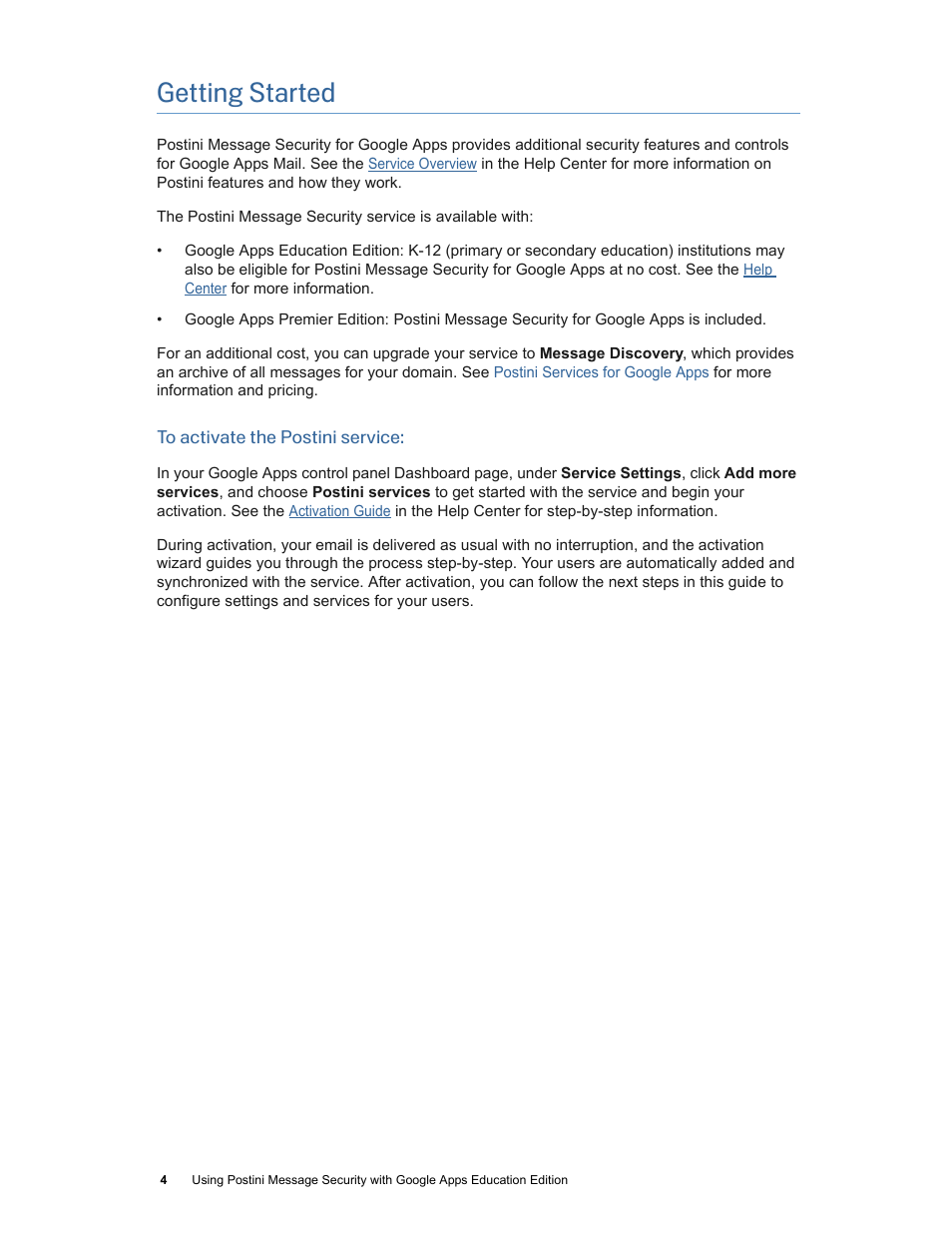 Getting started | Google Postini Message Security Using Postini with Google Apps Education Edition User Manual | Page 4 / 22