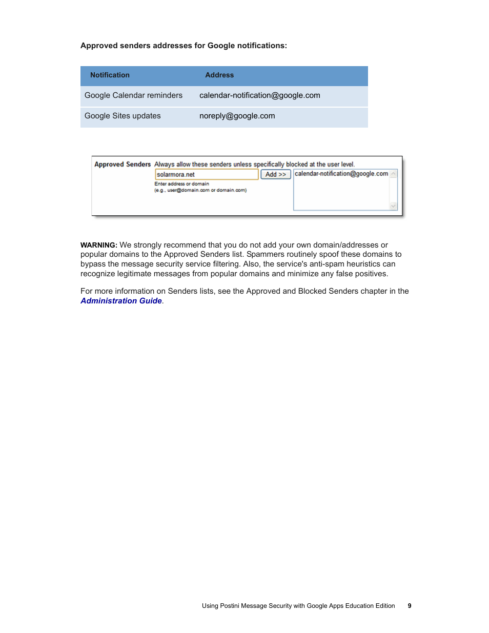 Google Postini Message Security Using Postini with Google Apps Education Edition User Manual | Page 9 / 22