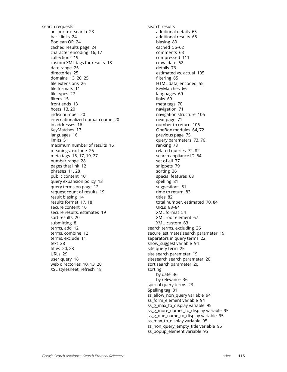 Google Search Appliance Protocol Reference User Manual | Page 115 / 116